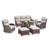 Buenhomino 7 Piece Wicker Outdoor Furniture Set with 6-inch Thick Cushion, High Back Patio Furniture Set with Swivel Rocking Chairs and Fire Pit Table - 2 of 4