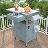 Whisen 40.5'' Outdoor Rolling Grill Cart & Kitchen Island with Stainless Steel Top, Solid Wood Cabinet, Drop Leaf - 2 of 4