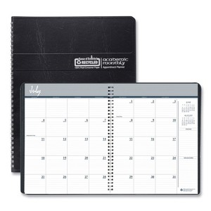 Academic Year 14-Month Recycled Ruled Monthly Planner, 11 x 8.5, Black Cover, 14-Month: July 2025 to Aug 2026 - 1 of 4
