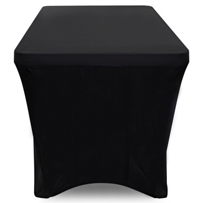 Black 6-Foot Fitted Spandex Tablecloth for Rectangular Tables