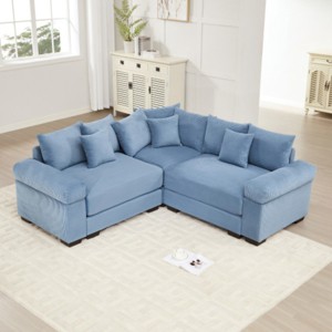 Modern Oversized Modular Corduroy Sectional Sofa with Throw Pillows, Convertible 3-Seat Cloud Couch for Living Room or Bedroom – The Pop Home - 1 of 4