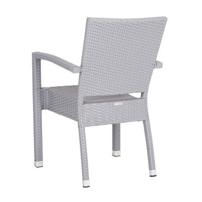 Kelda Gray Wicker Stacking Arm Chairs Set of 2
