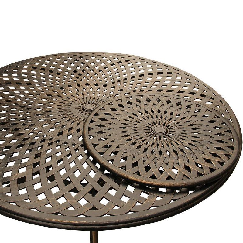 59&#34; Contemporary Modern Mesh Lattice Aluminum Round Dining Table with Lazy Susan - Bronze - Oakland Living, 3 of 8
