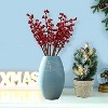 Aoibox 12 Pack Artificial Red Burgundy Berry Stems 11.2 Inch Faux Holly Branches for Christmas Tree Wreath Floral Arrangements Holiday Decor - 3 of 4