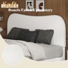 AMERLIFE Boucle Bed Frames, Upholstered Platform Bed with Curved Shaped Headboard, Cream - 4 of 4