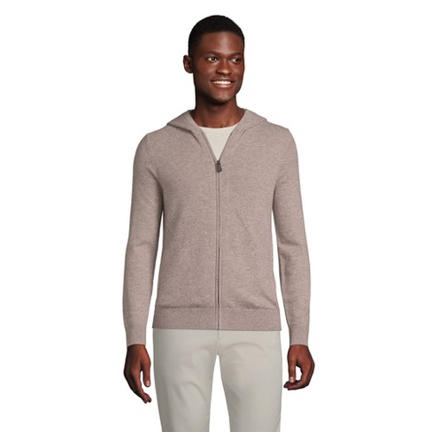 Lands' End Men's Cashmere Full Zip Hoodie - X Large - Warm Cocoa