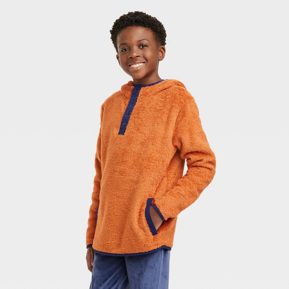 size XXL Boys' Teddy Bear Fleece Pullover Hoodie - Cat & Jack Orange 