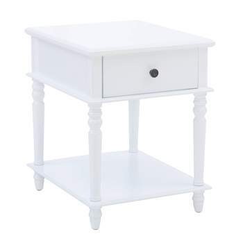 Miele Traditional Solid Wood with a Drawer and Shelf Side Table Pure White - Linon
