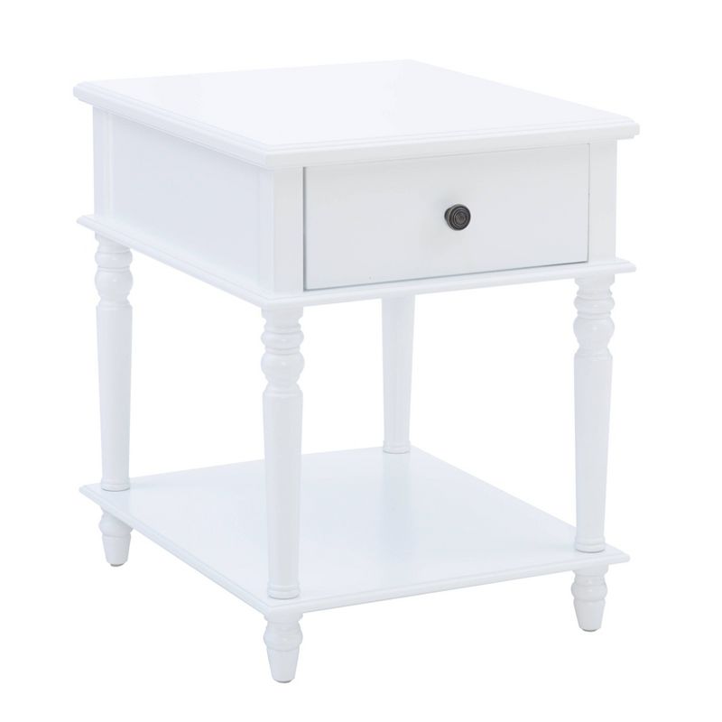 Miele Traditional Solid Wood with a Drawer and Shelf Side Table Pure White - Linon, 1 of 16