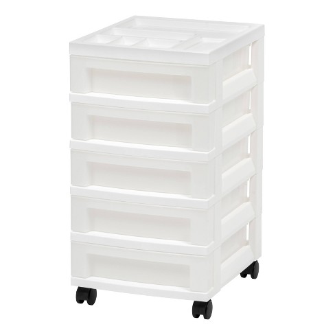 Inc Set of 2 Gray 4-Drawer Storage Cart with Organizer Top IRIS USA 