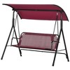 Resenkos 3-Person Swing Set, Outdoor Patio Swing With Tilt Canopy, Steel Frame Bench Seat, Wine Red - 3 of 4