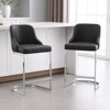 Bekrvio Bar Stools, 26” Counter Height with Back - Upholstered PU Leather/Velvet  Steel U-Shaped Base for Kitchen Counter Island - 3 of 4