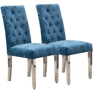 Lyngins Modern Dining Chairs with Curved Backrest,Upholstered Kitchen Chairs Set of 2 with Steel Legs,Chenille Chairs for Dining Room,Kitchen - 1 of 4