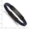 Black Bow Jewelry Black Plated Stainless Steel Navy Blue Leather I.D. Bracelet, 8-8.5 In - 4 of 4