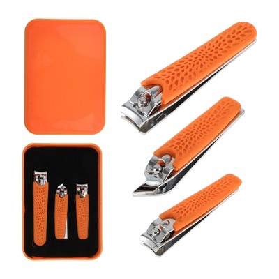 Unique Bargains Durable Nail Clipper Kit Orange Silver Tone 1 Set