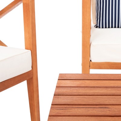 Transitional Eucalyptus 6-Person Patio Conversation Set with Accent Pillows