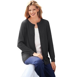 Woman Within Plus Size Perfect Long-Sleeve Cardigan - 1 of 4