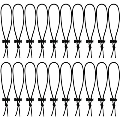 Bright Creations 20 Pack Elastic Loops Toggle Ties, Black Adjustable Cables (16 cm) for Arts and Crafts