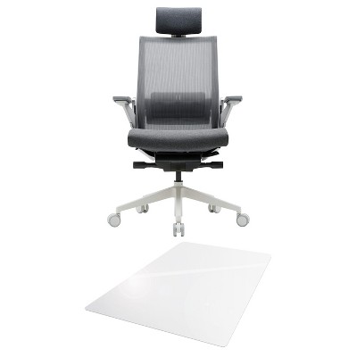 SIDIZ T80 Customizable Comfort Ergonomic Office Computer Gaming Desk Chair with 48 x 53 Inch Clear Floor Carpet Mat, Light Grey