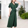 Anna-Kaci Women's V-Neck Flutter Sleeve Maxi Dress with Pleated Skirt and Waist Tie - 4 of 4