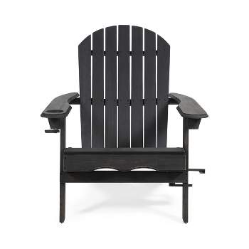 Bellwood Outdoor Acacia Wood Folding Adirondack Chair Dark Gray - Christopher Knight Home