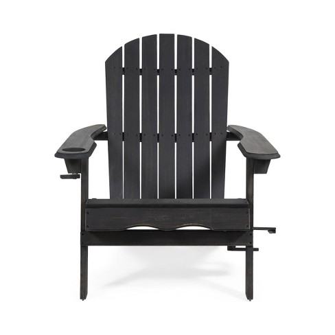 Bellwood Outdoor Acacia Wood Folding Adirondack Chair Dark Gray