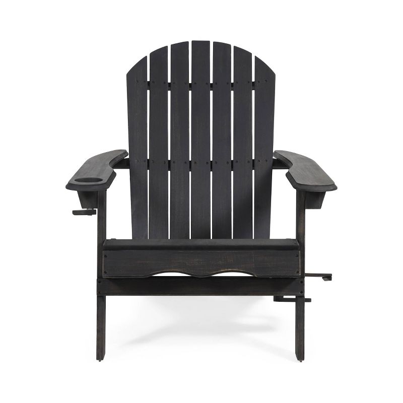 Bellwood Outdoor Acacia Wood Folding Adirondack Chair Dark Gray - Christopher Knight Home, 1 of 10