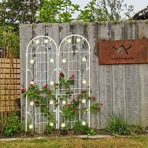 Lirago 71"H * 19.7"W * 1"D,4 Pack Metal Garden Trellis Rustproof Climbing Plant Support for Outdoor Flowers, Vines, Vegetables White Powder-Coated - 1 of 4