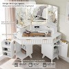 SinCiDo Makeup Vanity Desk with 3 LED Mirror & Charging Station, 48" Fluted Vanity Table with Glass Top & Storage Cabinets for Bedroom - 2 of 4