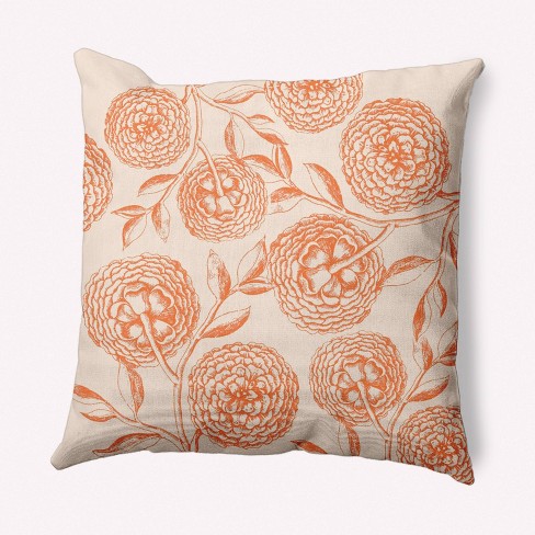 Orange floral throw store pillows