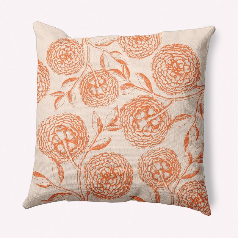 16"x16" Antique Flowers Square Throw Pillow - e by design, 1 of 5