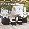 vidaXL Patio Dining Set 9 Piece–Outdoor Black Rattan Table–Acacia Wood Top–4 Chairs–4 Stools–Cream Cushions - 2 of 4