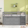NicBex Twin Size Loft Bed with Movable Desk Pine Bed Frame with Drawers, Shelves, Ladder and Full Length Guardrail, No Box Spring Required - 2 of 4