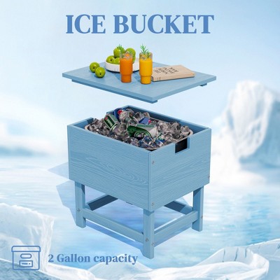 Hyleory Portable HDPE Side Table, 3-in-1 Patio Cooler Table