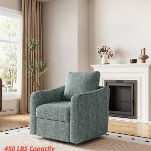 Swivel Accent Chair for Living Room, 360° Rotating Modern Linen Upholstered Armchair - Comfy Ergonomic Backrest Single Sofa for Reading, Bedroom - 1 of 4