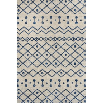 Aksil Moroccan Cream and Navy 5 x 8 Area Rug