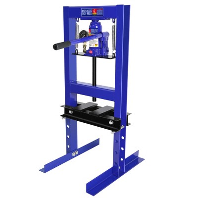20 T Hydraulic Shop Press, Hydraulic Press H-Frame Garage With Movable Plates, Shop Press Adjustable Working Table Height, For Car Repair And Garage, Red