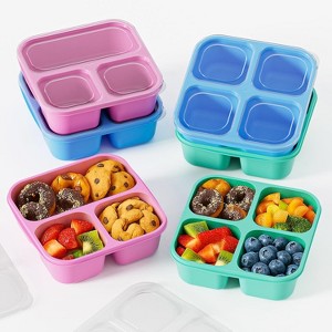 6 Pcs Snack Box Container Set, 3&4 Compartment Meal Prep Containers for Adults - 1 of 4