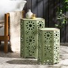 Maggift Patio Side Table Set of 2, Hollow Wrought Iron Patio Coffee Table, Living Room, Patio Decorative Side Table, Green, 14.25" * 12.5" * 22" - 4 of 4