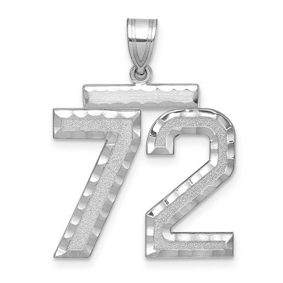 Black Bow Jewelry 14k White Gold, Varsity Collection, Large D/C Pendant, Number 72