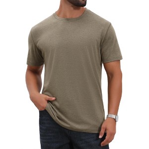 INSPIRE CHIC Men's Crew Neck Short Sleeve Solid Color Retro Style Casual T-Shirts - 1 of 4