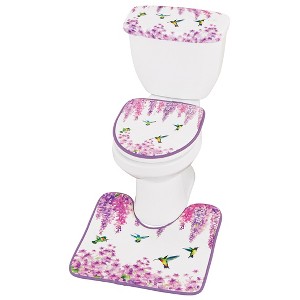 Collections Etc Colorful Hummingbird Purple Wisteria 3-Piece Commode Set Purple - 1 of 2