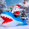 Joyfy 8 FT Long Christmas Inflatables Outdoor Decorations, Blow Ups Santa Riding on Shark with Built-in LEDs for Xmas Party Yard Garden Decoration - 4 of 4