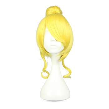 Unique Bargains Women's Wigs 12" Yellow with Wig Cap Synthetic Fibre