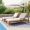 Modern Outdoor Patio Chaise Lounge,Fabric Cushion Reclining Patio Garden Chair,Acacia Wooden Chaise Lounge with Adjustable Backrest-Coolbibila - 2 of 4