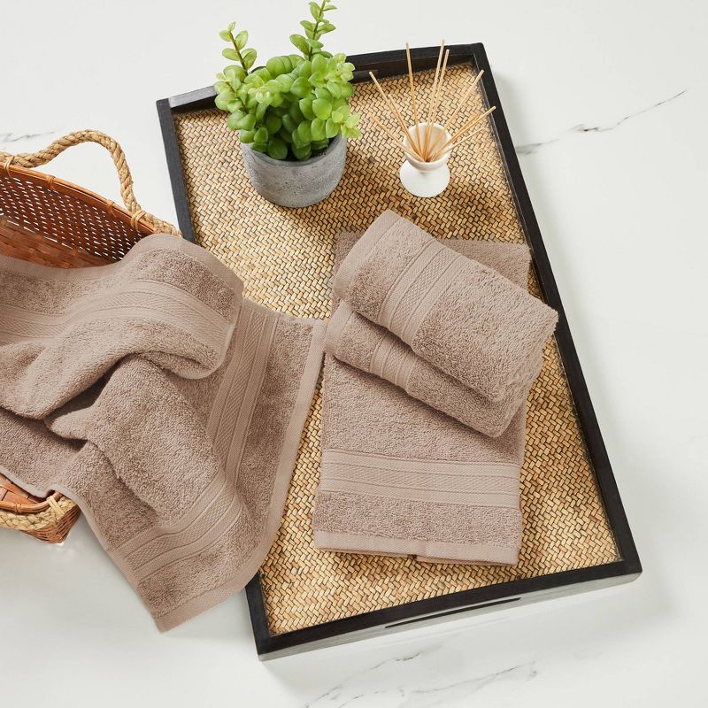4pc Feather Touch Cotton Hand Towel Set Brown - Trident Group, 4 of 8