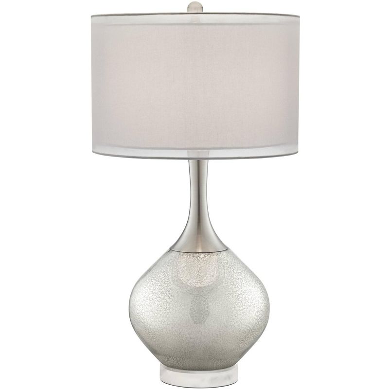 Possini Euro Design Swift Modern Table Lamp with Round White Marble Riser 30 1/2" Tall Mercury Glass Double Shade for Bedroom Living Room Nightstand, 1 of 7