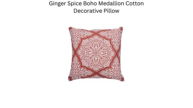 VCNY 20&#34;x20&#34; Oversize Boho Medallion Cotton Square Throw Pillow Ginger Spice, 2 of 6, play video