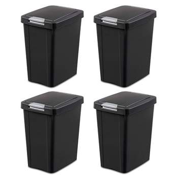 Sterilite Gallon TouchTop Narrow Plastic Wastebasket with Secure Titanium Latch for Kitchen, Bathroom, and Office Use