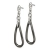 Chisel Stainless Steel Polished with Black Ceramic and Cubic Zirconia Dangle Earrings - 4 of 4